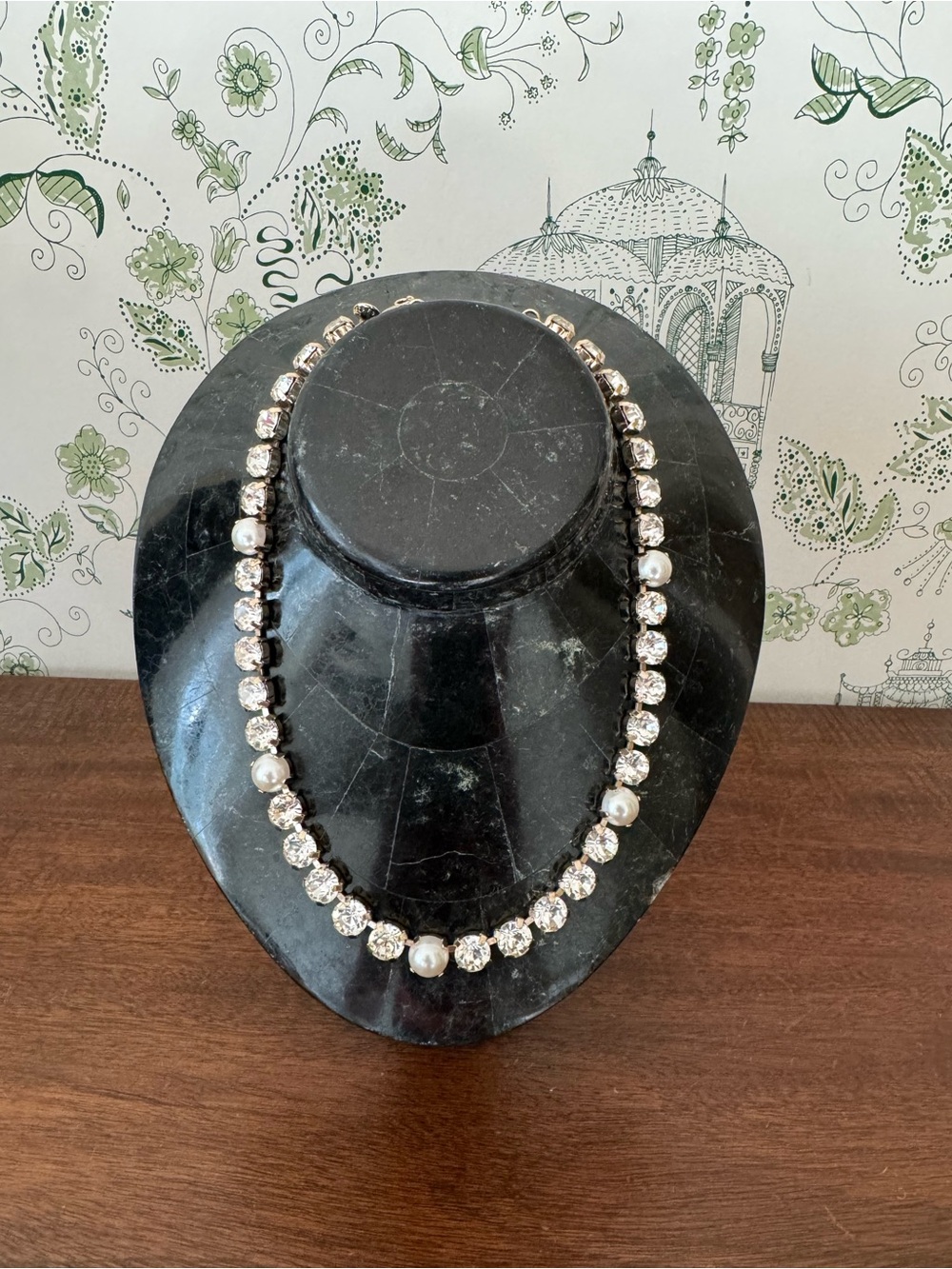 J. Crew Factory Silver-Tone Crystal and Pearl Statement Necklace